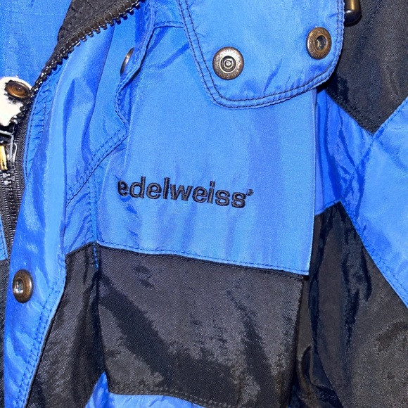 Vintage Edelweiss Blue & Black Ski Snowboard Coat XL - Picture 3 of 10